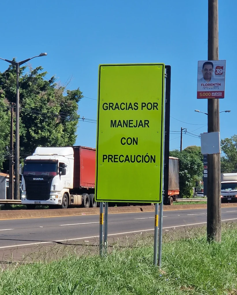 A sign by the side of the road that shows how grateful the government is for drivers driving with precaution.