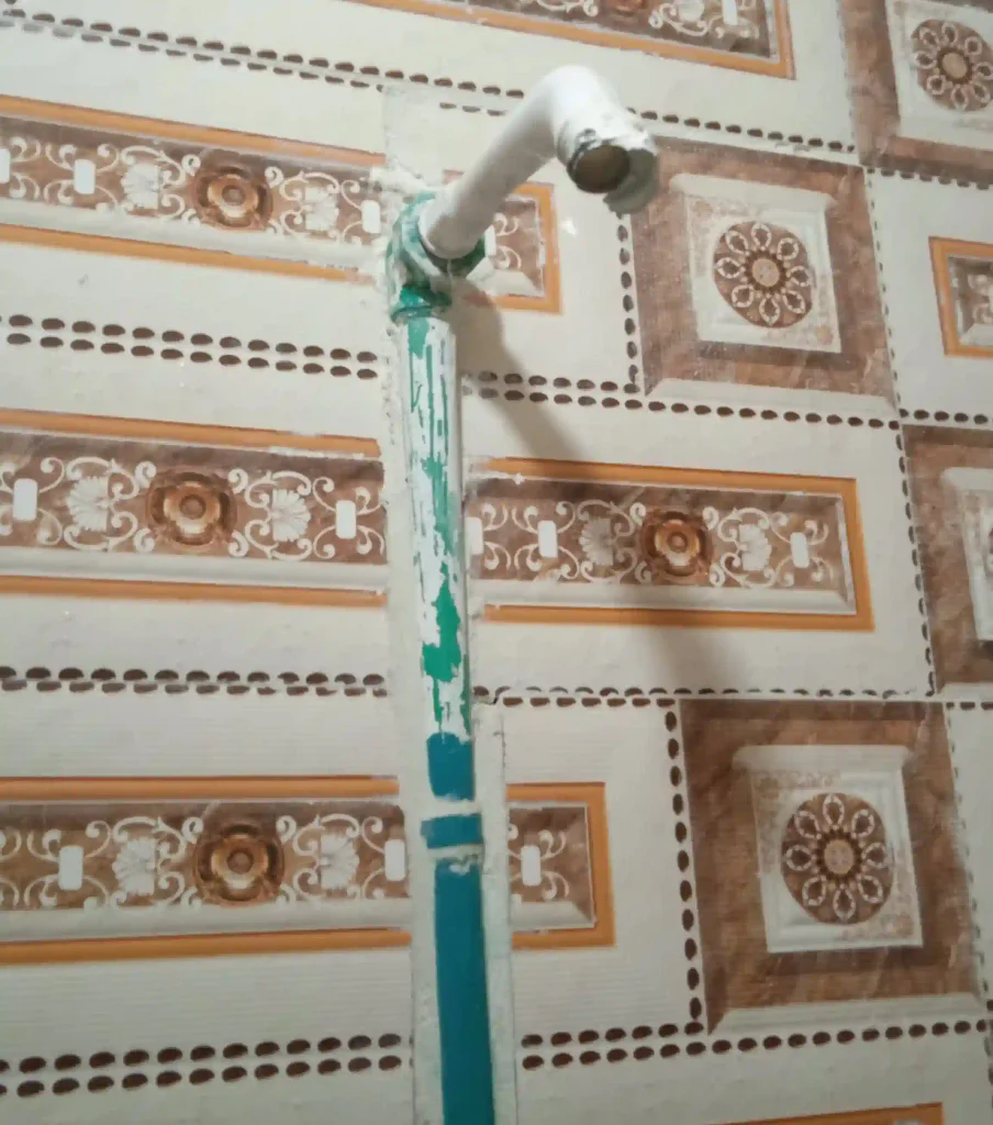A pipe that serves as shower in a hotel in Afghanistan.